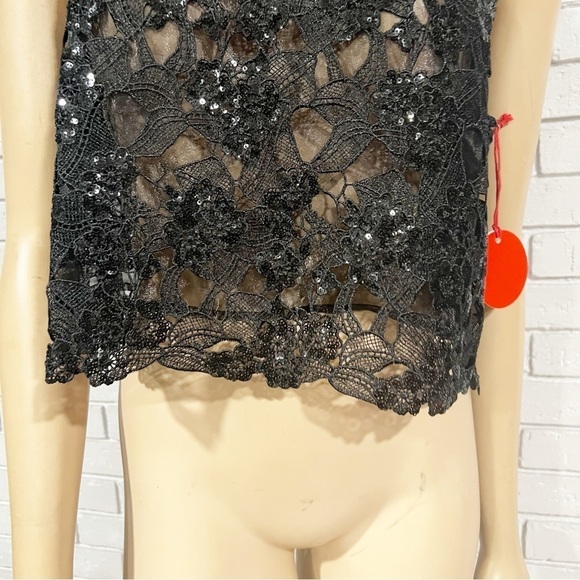 Eva Franco Sheer Embroidered Sequin Tank Top - Picture 3 of 15